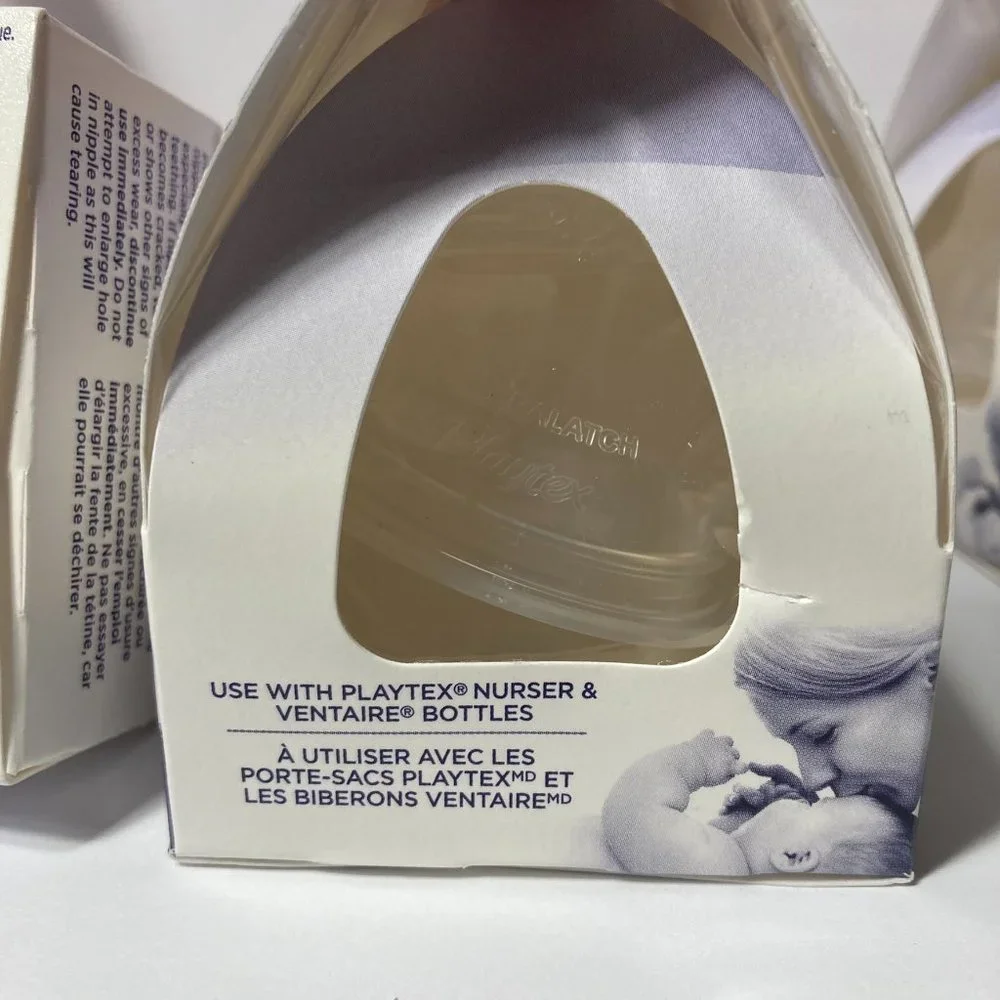 Playtex NaturaLatch Slow Flow Silicone Nipples Baby Bottle 0-3M+ (4) 2 Packs
